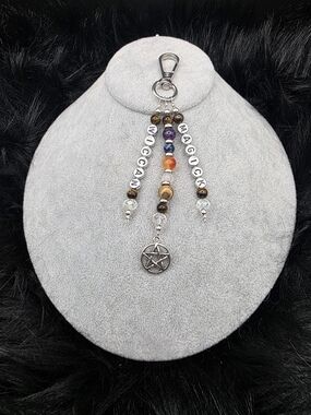 Beaded Pentagram Keychain Charm - Multicolor